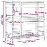 Triple Bunk Bed Without Mattress Solid Wood Pine