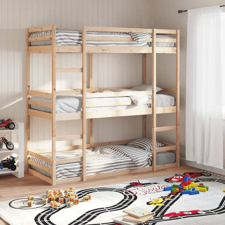Triple Bunk Bed Without Mattress Solid Wood Pine