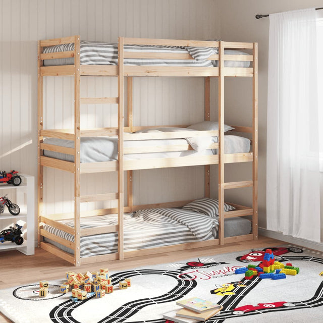 Triple Bunk Bed Without Mattress Solid Wood Pine