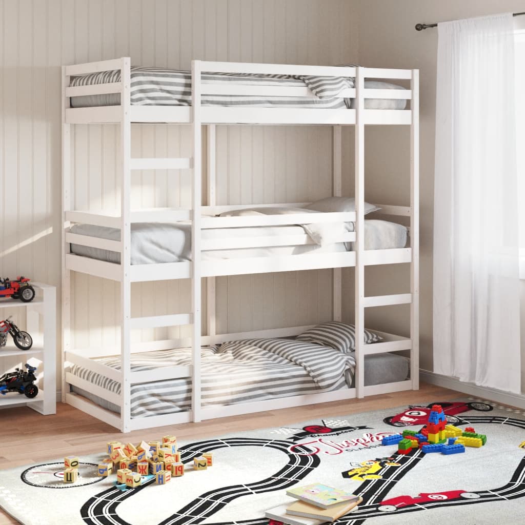 Triple Bunk Bed Without Mattress Solid Wood Pine