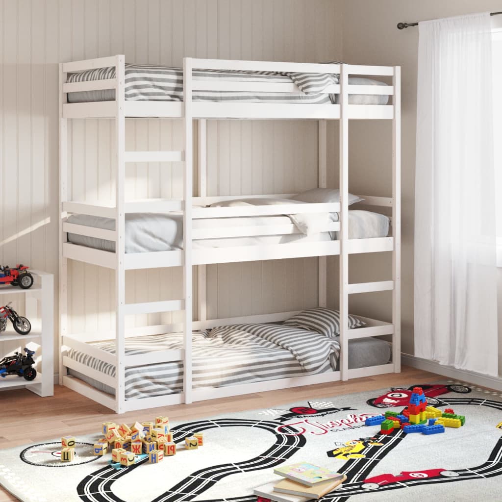 Triple Bunk Bed Without Mattress Solid Wood Pine