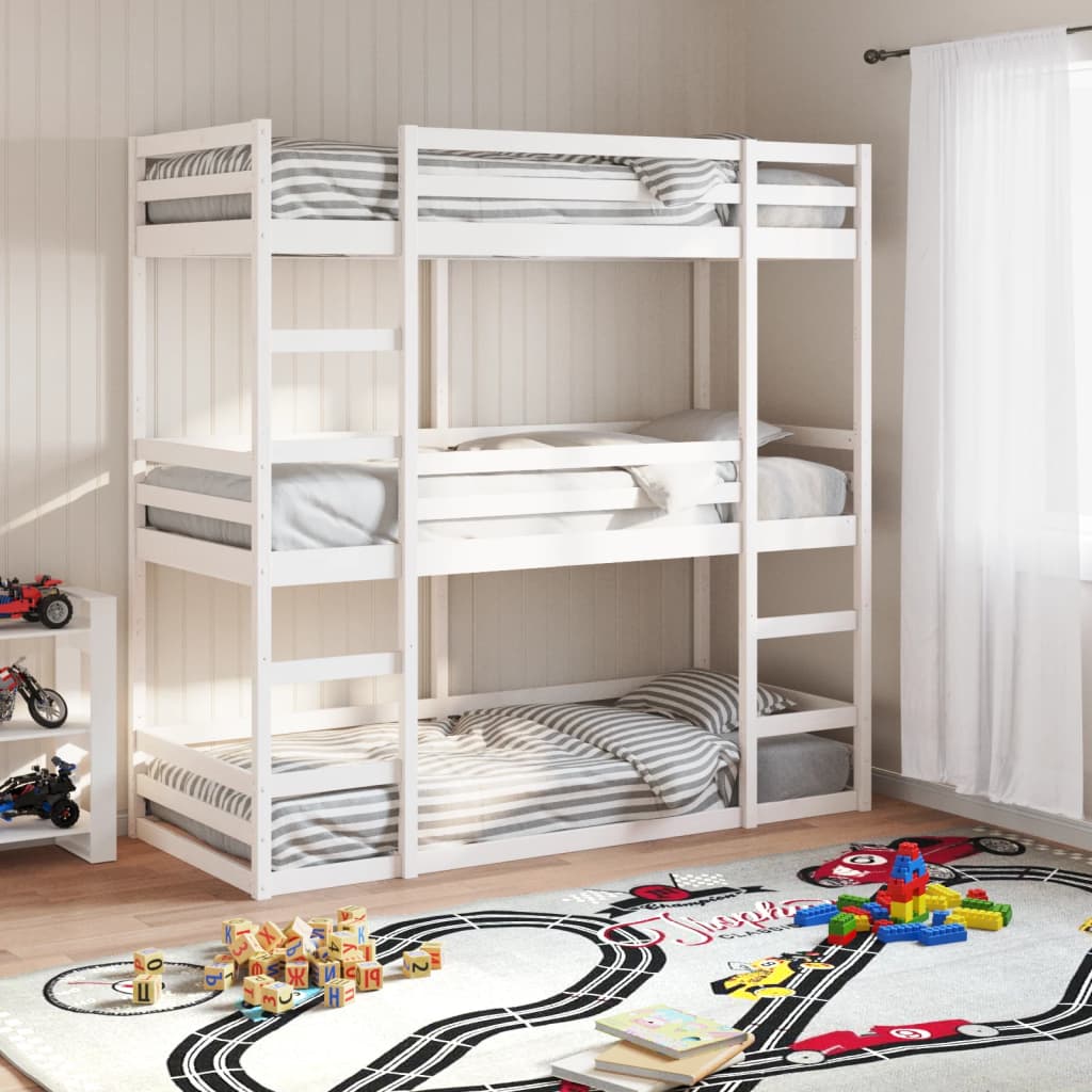 Triple Bunk Bed Without Mattress Solid Wood Pine