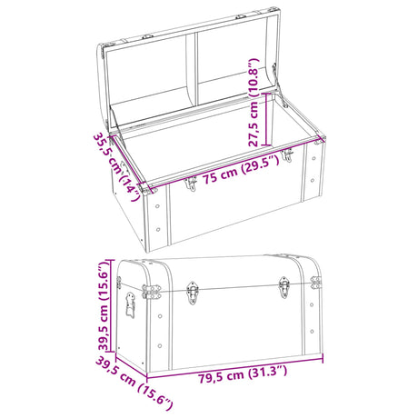 Treasure Chest With Latches Dark Brown Plywood