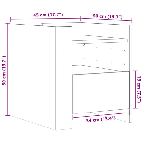 Bedside Cabinet 45X50X50 Cm Engineered Wood