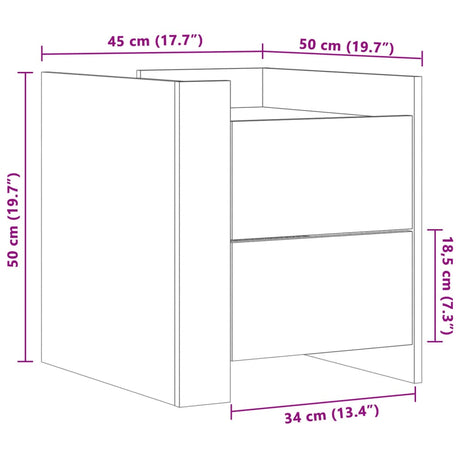 Bedside Cabinet 45X50X50 Cm Engineered Wood
