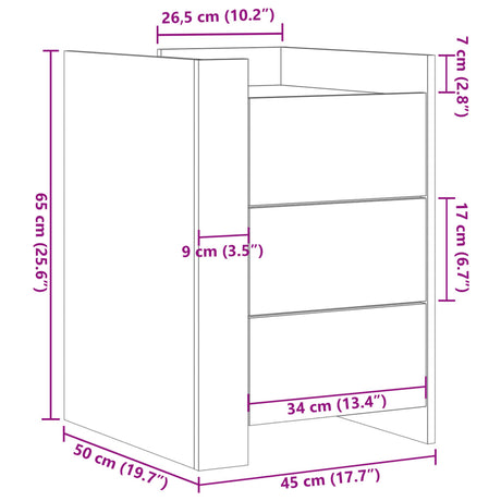 Bedside Cabinet 45X50X65 Cm Engineered Wood