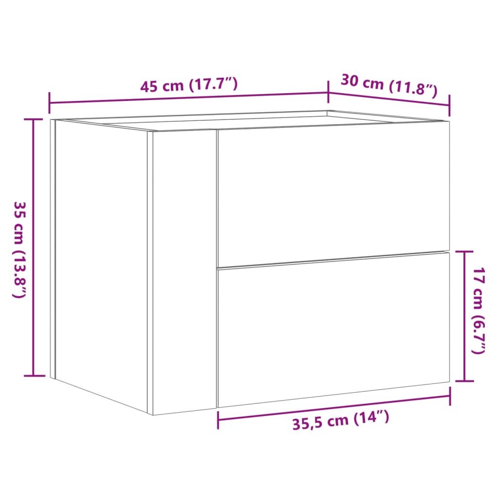 Wall-Mounted Bedside Cabinets 2 Pcs 45X30X35 Cm