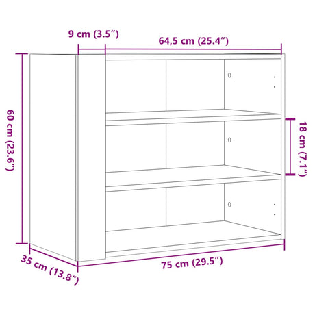 Wall Cabinet 75X35X60 Cm Engineered Wood