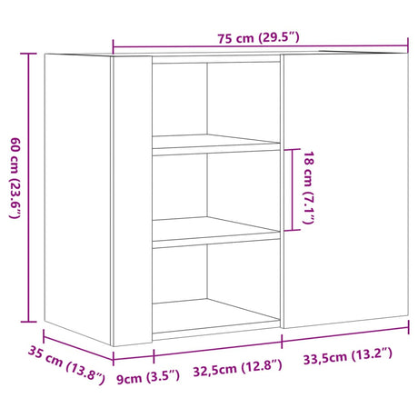 Wall Cabinet 75X35X60 Cm Engineered Wood