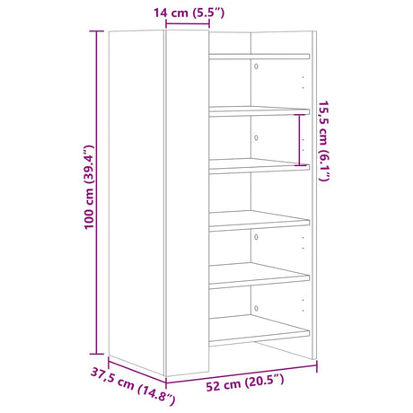 Shoe Cabinet Concrete 52X37.5X100 Cm Engineered Wood