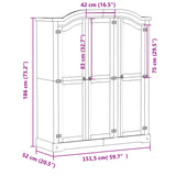Wardrobe Corona 151.5x52x186 cm Solid Wood Pine
