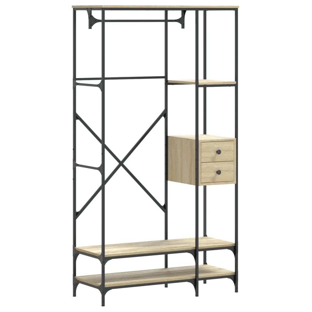 Clothes Rack With Shelves Engineered Wood
