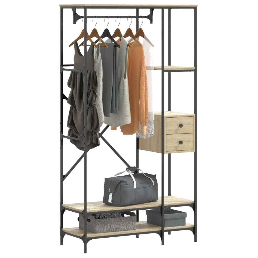 Clothes Rack With Shelves Engineered Wood