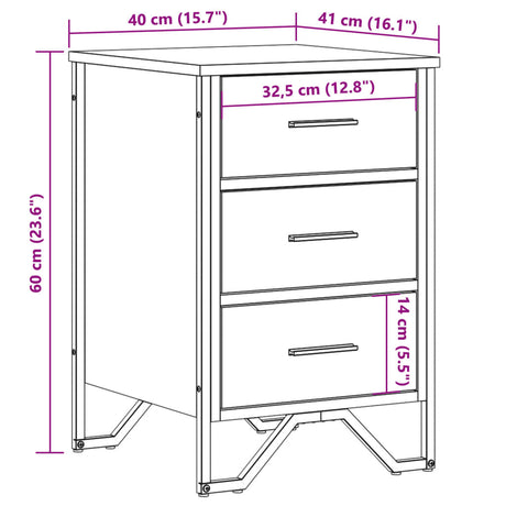 Bedside Cabinet 40X41X60 Cm Engineered Wood