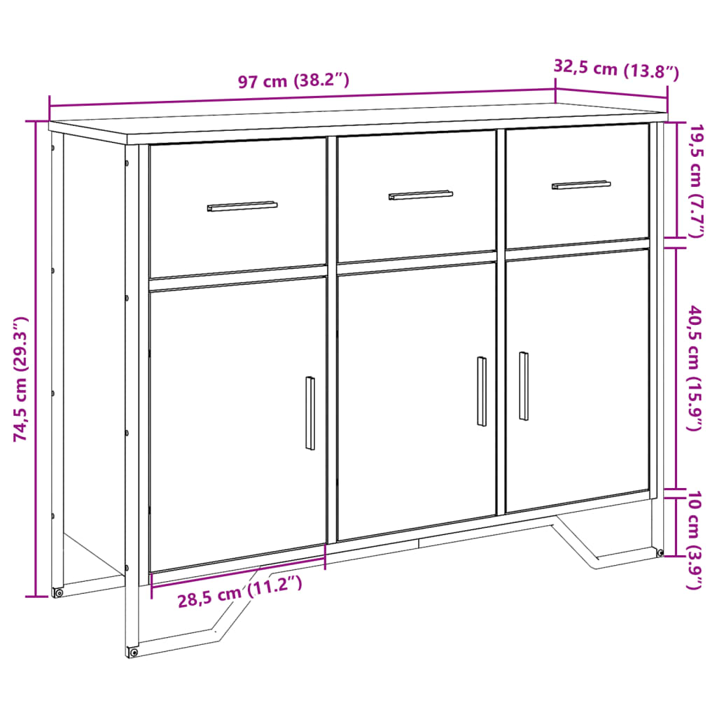 Sideboard 97X32.5X74.5 Cm Engineered Wood