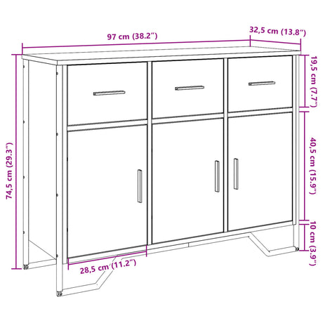 Sideboard 97X32.5X74.5 Cm Engineered Wood