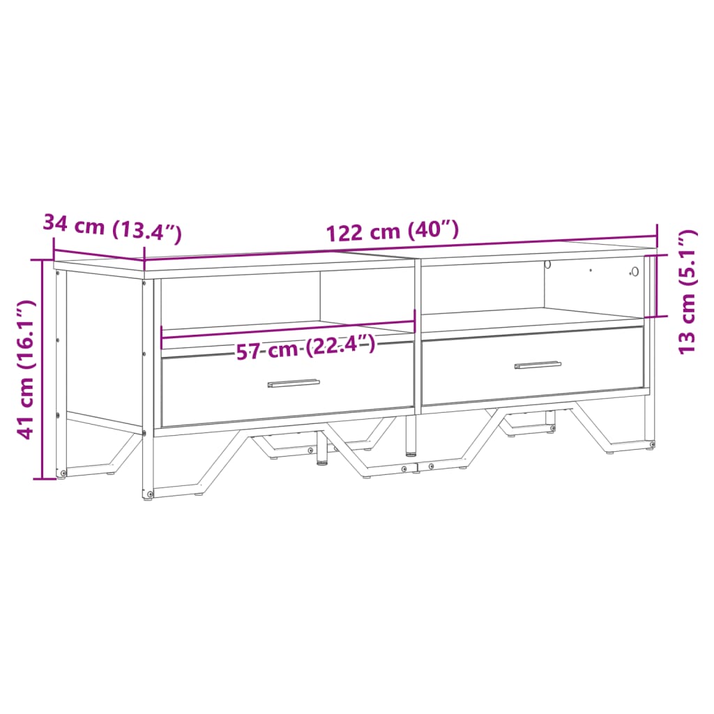 Tv Cabinet 122X34X41 Cm Engineered Wood