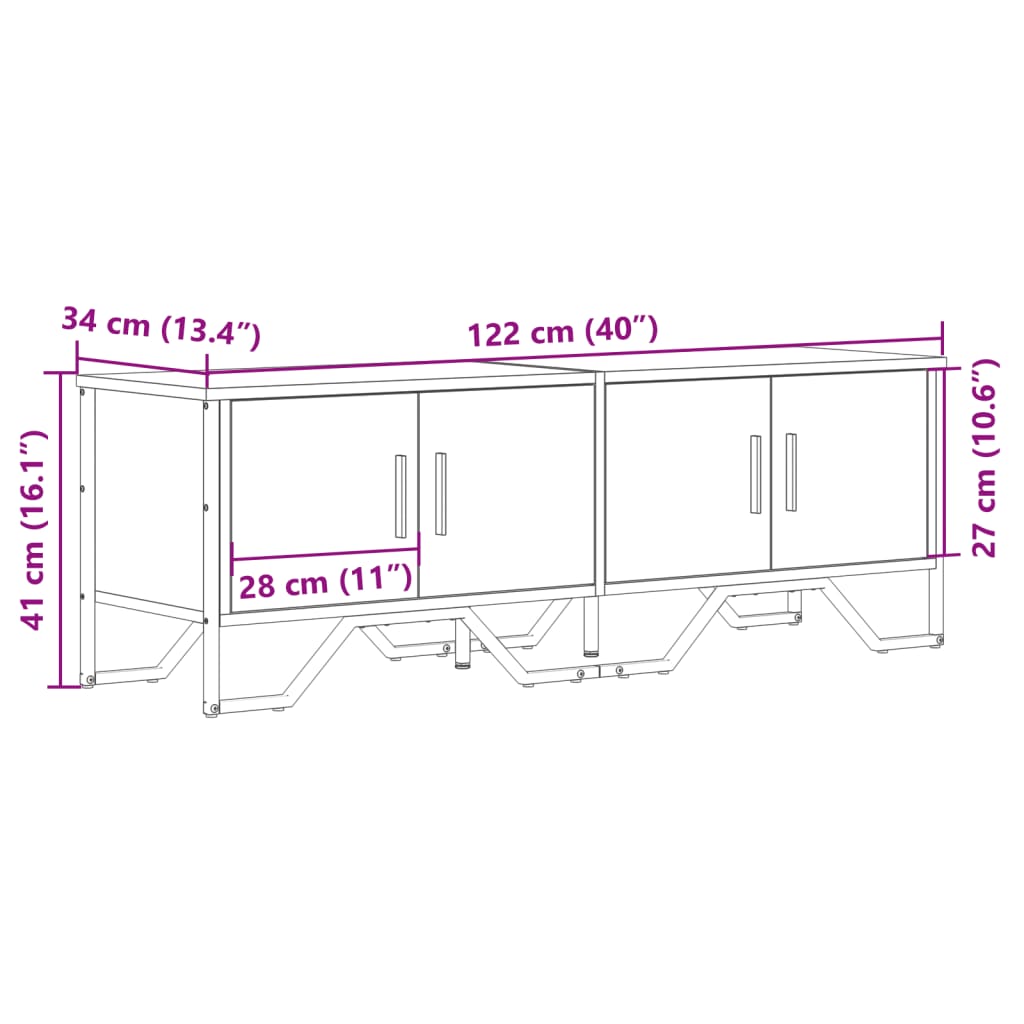 Tv Cabinet 122X34X41 Cm Engineered Wood