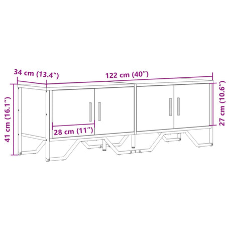 Tv Cabinet 122X34X41 Cm Engineered Wood