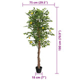 Artificial Lemon Tree With 3 Trunks Green Pp
