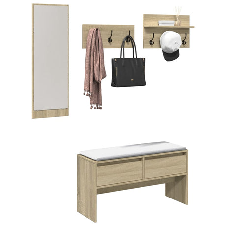 4 Piece Hallway Furniture Set Engineered Wood