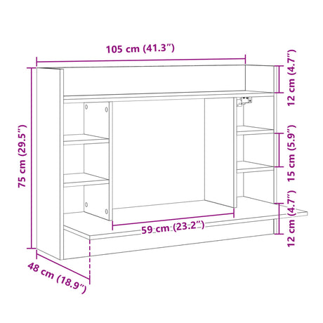 Wall-Mounted Desk 105X48X75 Cm Engineered Wood
