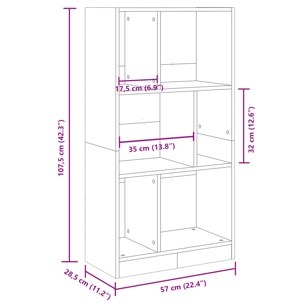 Bookcase 57X28.5X Engineered Wood