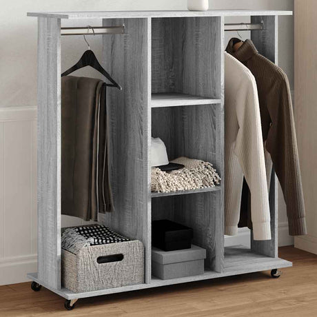 Wardrobe With Wheels 102X38X110 Cm Engineered Wood