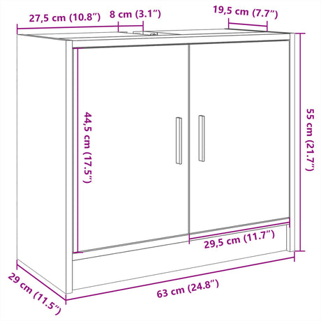 Sink Cabinet 63X29X55 Cm Engineered Wood