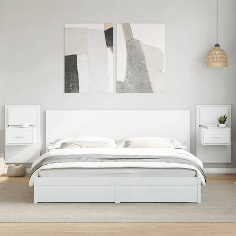 Wall-Mounted Bedside Cabinet With Led Lights