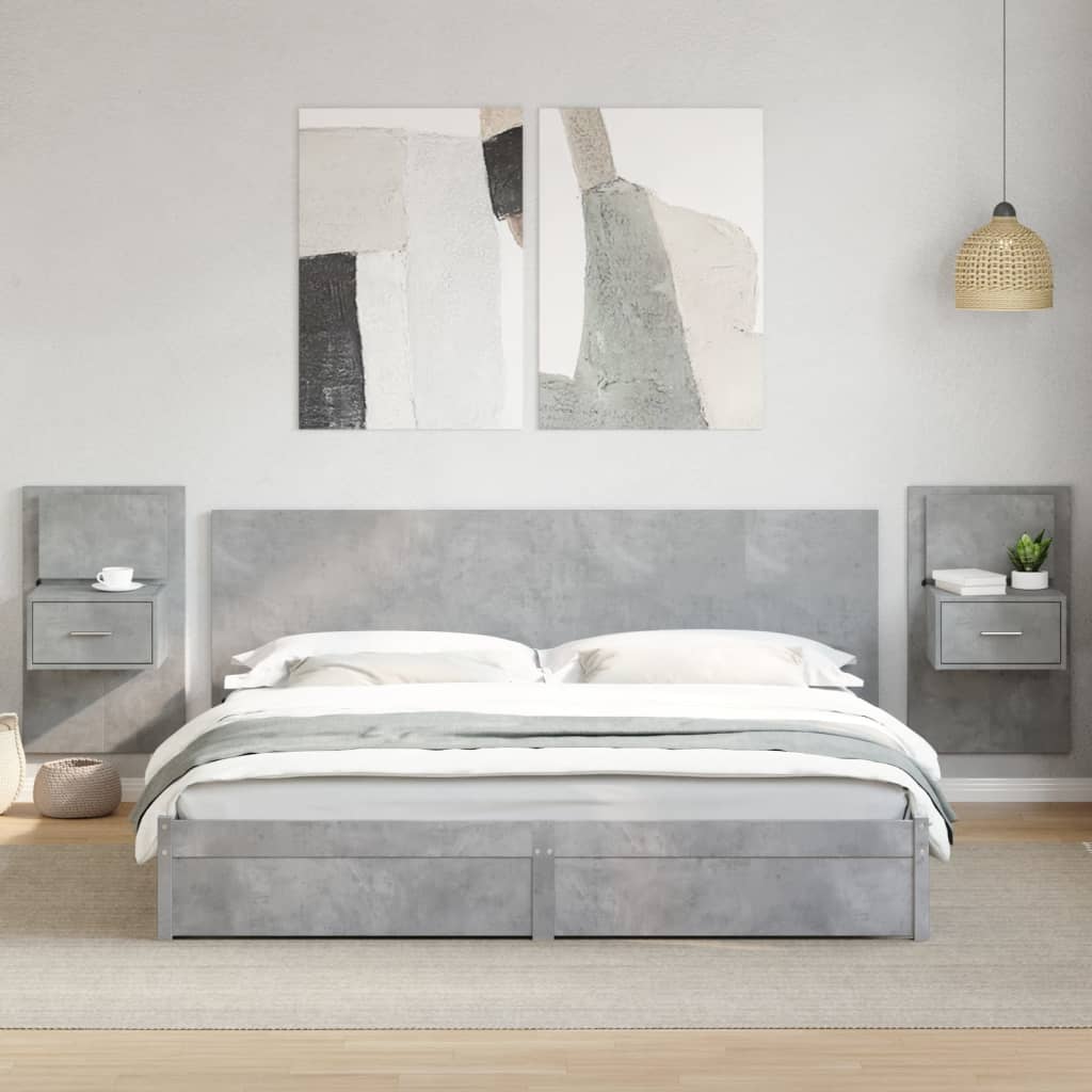 Wall-Mounted Bedside Cabinet With Led Lights