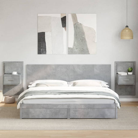 Wall-Mounted Bedside Cabinet With Led Lights