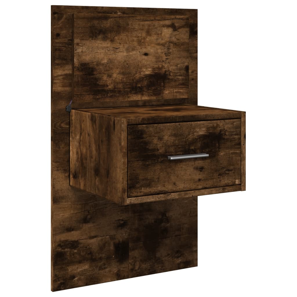 Wall-Mounted Bedside Cabinet With Led Lights