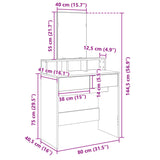 Dressing Table with Mirror Smoked Oak 80x41x144.5 cm