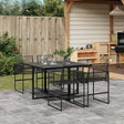 9 Piece Garden Dining Set Black Poly Rattan