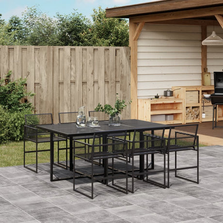 9 Piece Garden Dining Set Black Poly Rattan