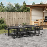 9 Piece Garden Dining Set Black Poly Rattan