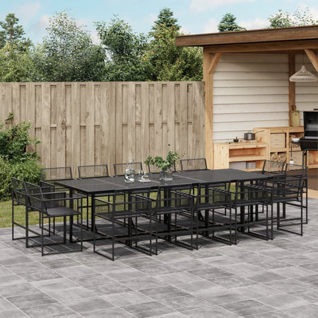11 Piece Garden Dining Set Black Poly Rattan