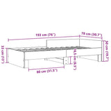 Bed Frame without Mattress Sonoma Oak 75x190 cm Small Single Engineered Wood
