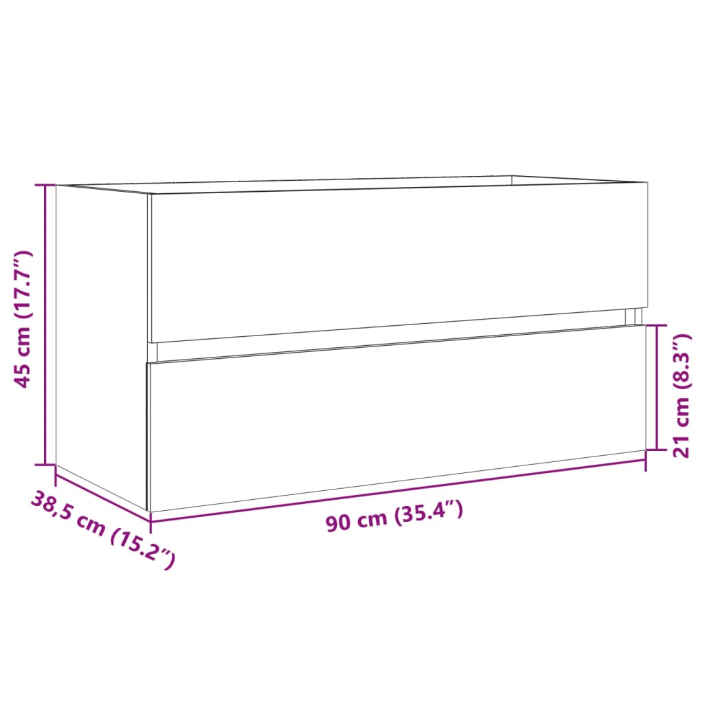 Sink Cabinet Sonoma Oak 90X38.5X45 Cm Engineered Wood