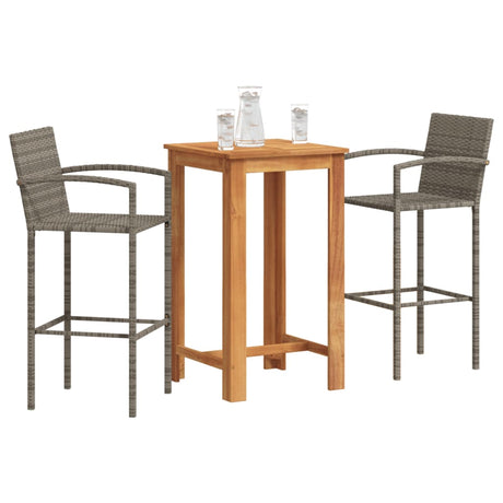 3 Piece Garden Bar Set Solid Wood Acacia And Poly Rattan