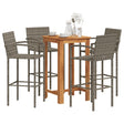 3 Piece Garden Bar Set Solid Wood Acacia And Poly Rattan