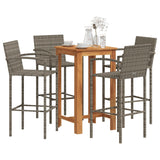 3 Piece Garden Bar Set Solid Wood Acacia And Poly Rattan