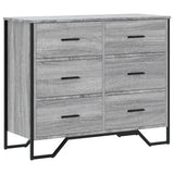 Chest of Drawers Grey Sonoma 91x35.5x74.5 cm Engineered wood
