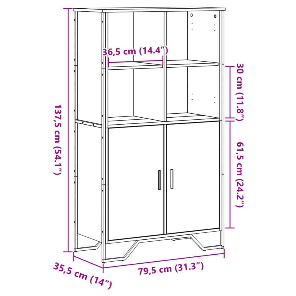 Highboard 79.5X35.5X137.5 Cm Engineered Wood