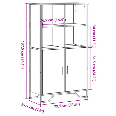 Highboard 79.5X35.5X137.5 Cm Engineered Wood