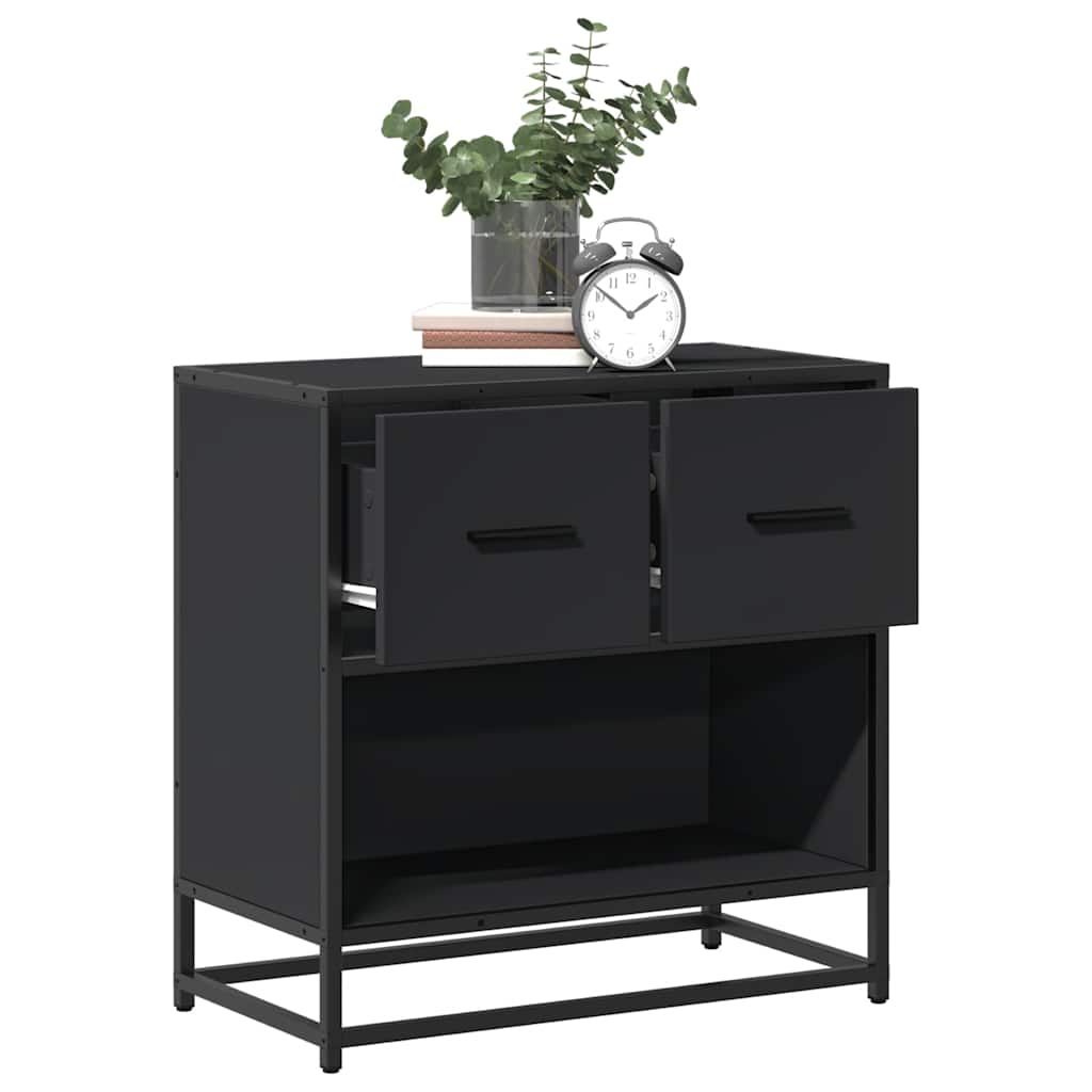 Bedside Cabinet 60X31X60 Cm Engineered Wood And Metal