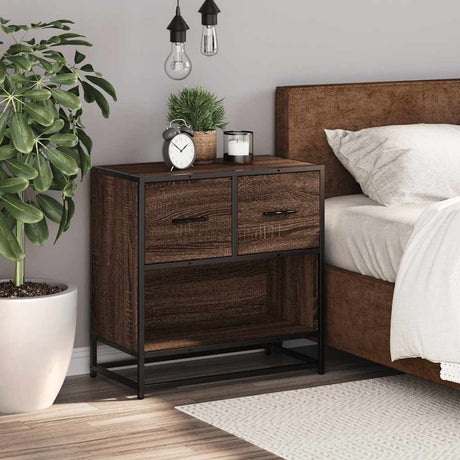 Bedside Cabinet 60X31X60 Cm Engineered Wood And Metal