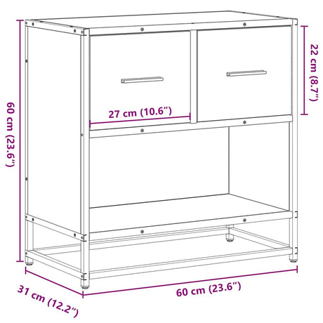 Bedside Cabinet 60X31X60 Cm Engineered Wood And Metal