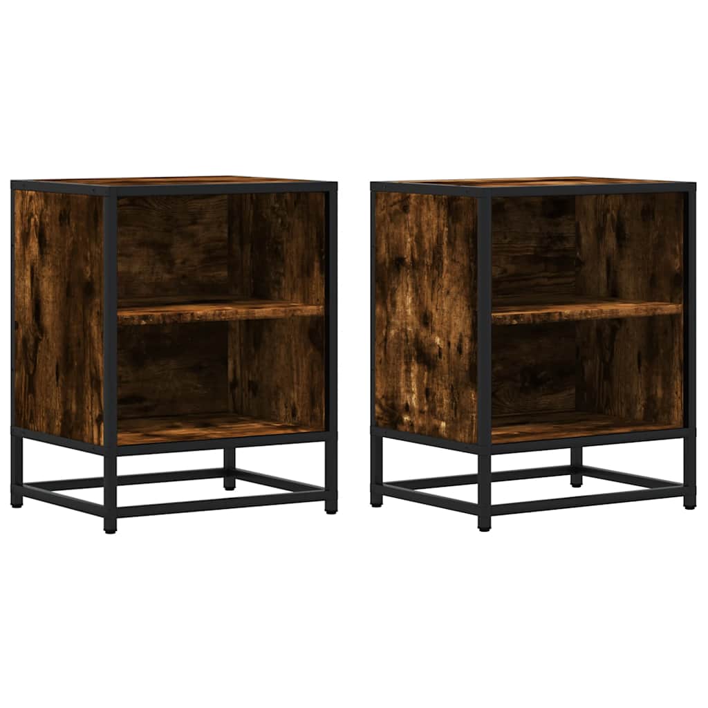 Bedside Cabinets 2 Pcs 40X31X50 Cm Engineered Wood And Metal